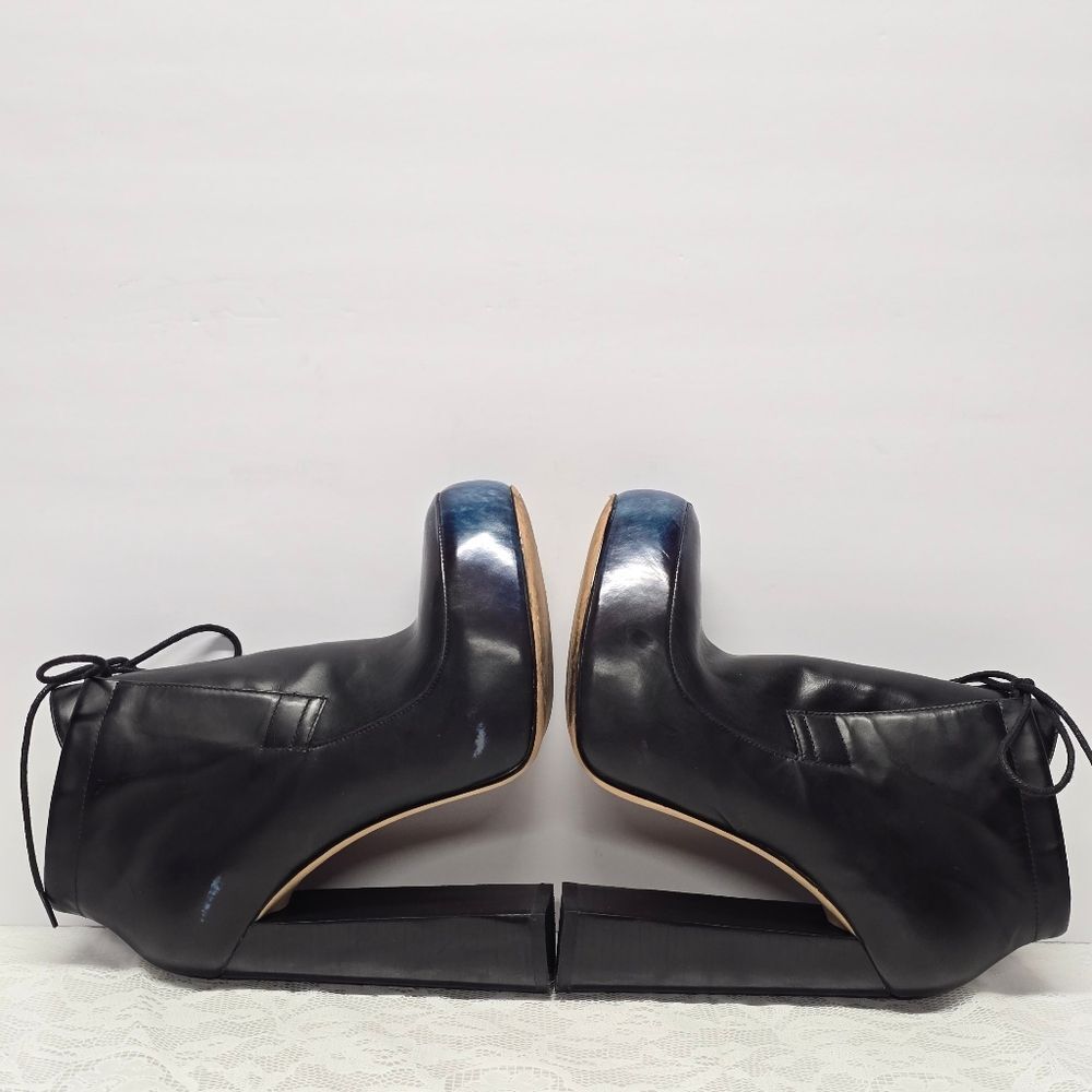 Alexander Wang Constance Black Leather Booties Blue Cast Died Toes Ultra High 8 - Picture 2 of 14